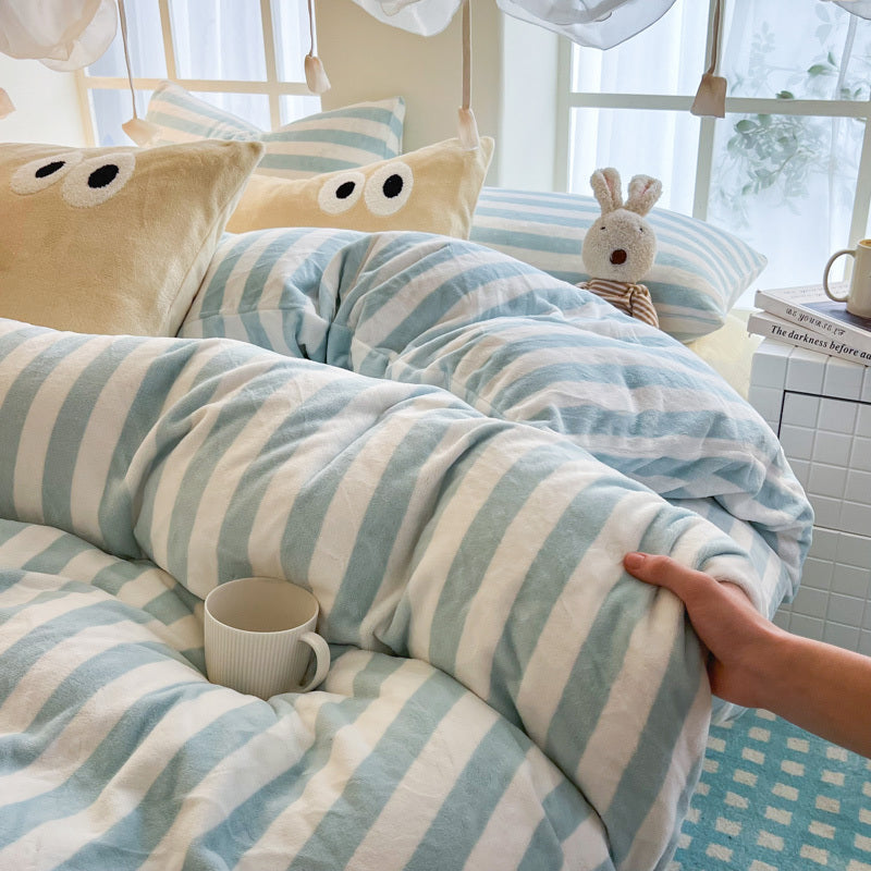 Milk Fleece Striped Duvet Cover