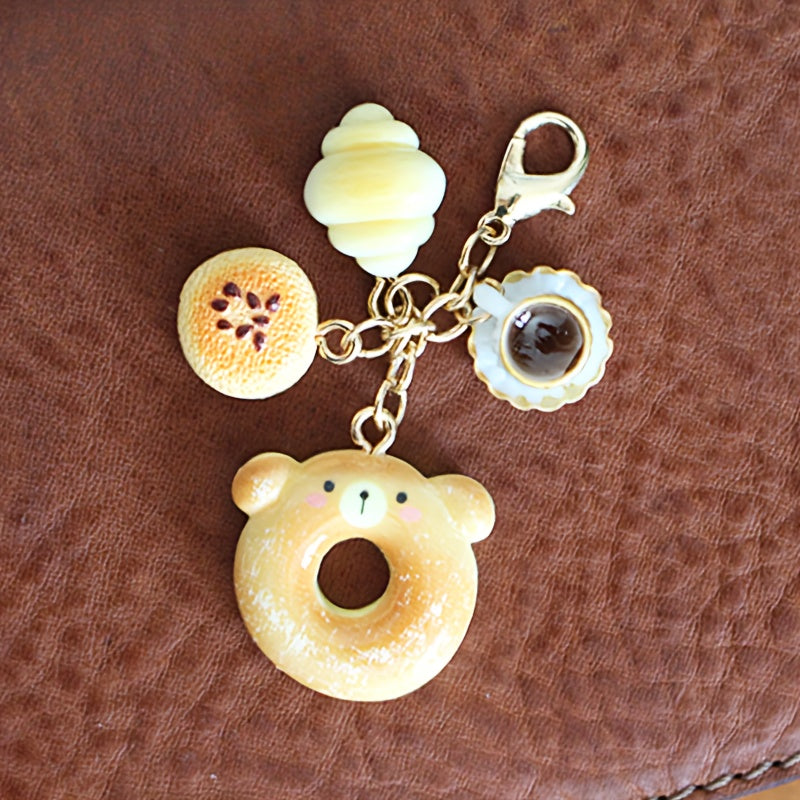 Charming Handmade Bear & Donut Keychain