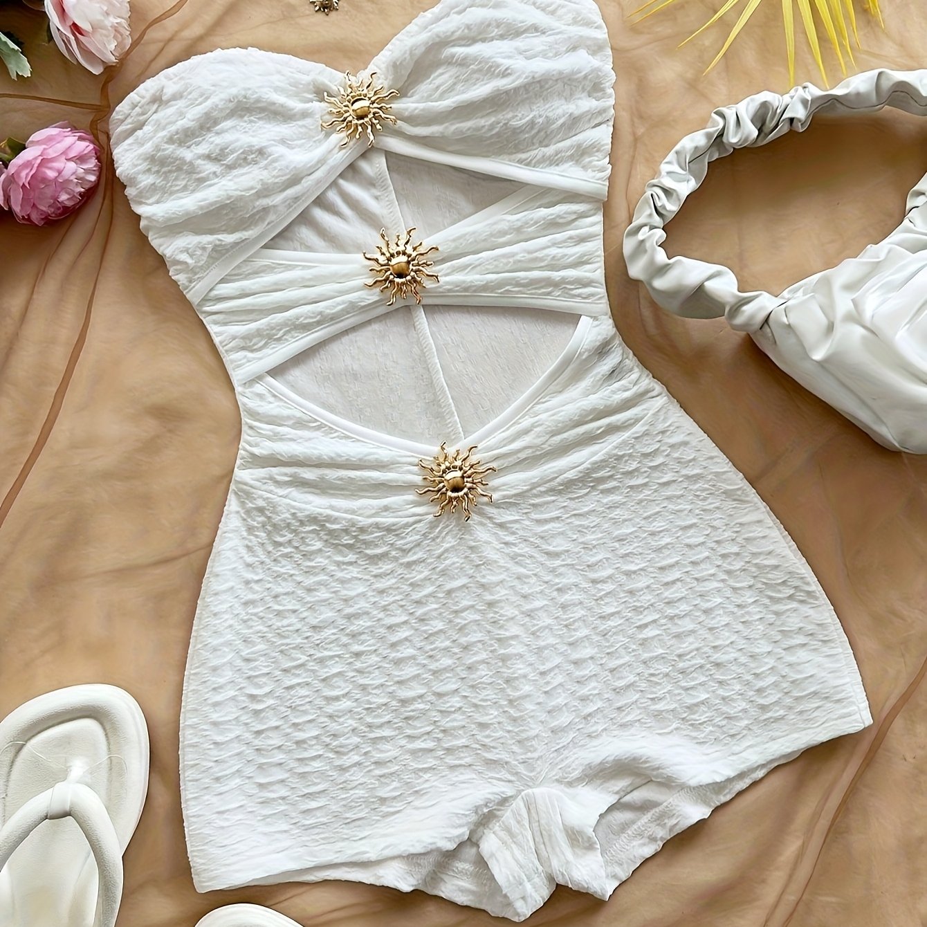 Textured Jumpsuit with a Metallic Finish