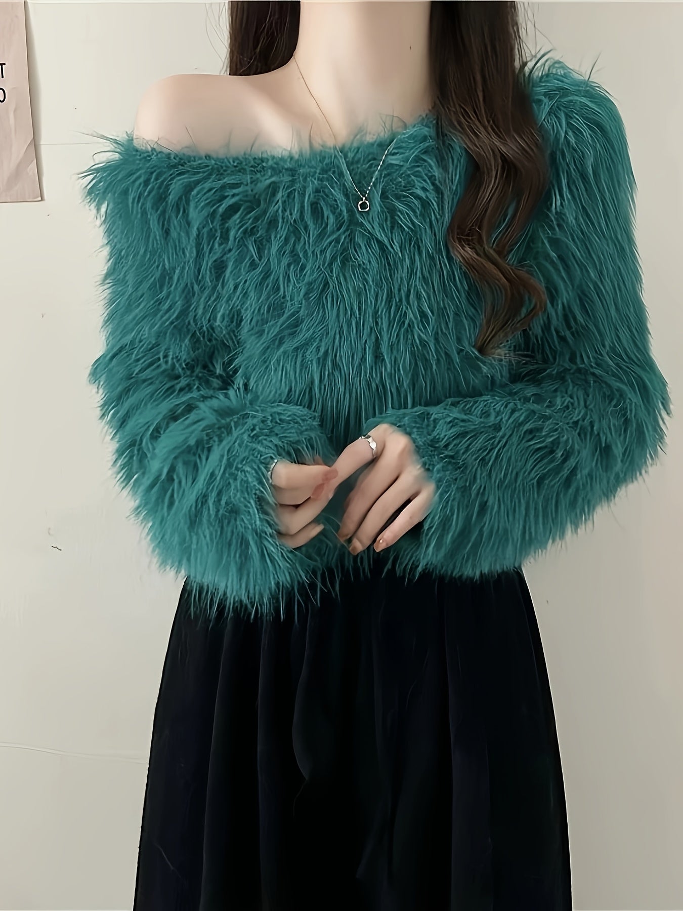 Off-Shoulder Plush Cardigan