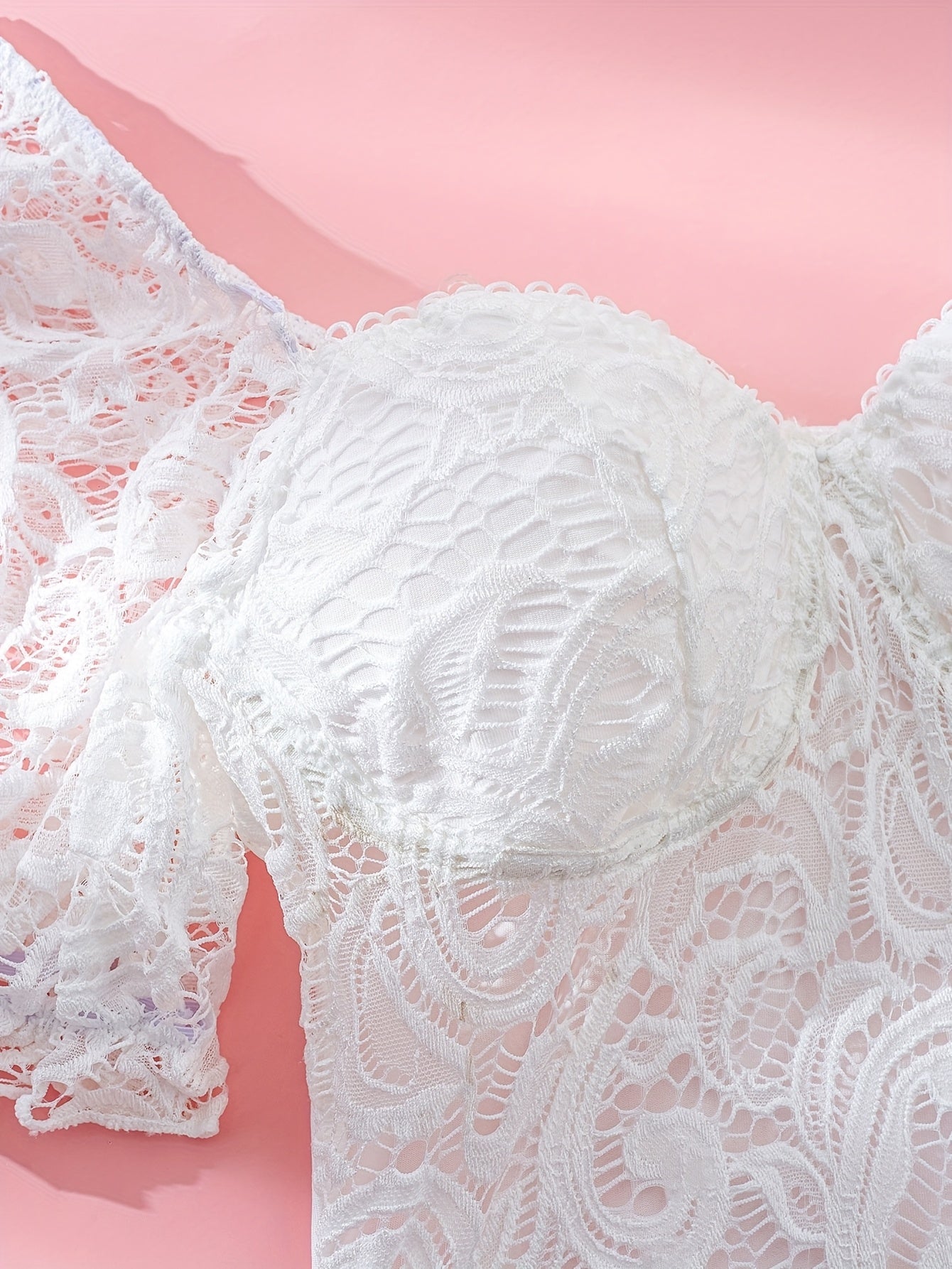 Floral Lace Teddy Bodysuit with Hollow-Out Design