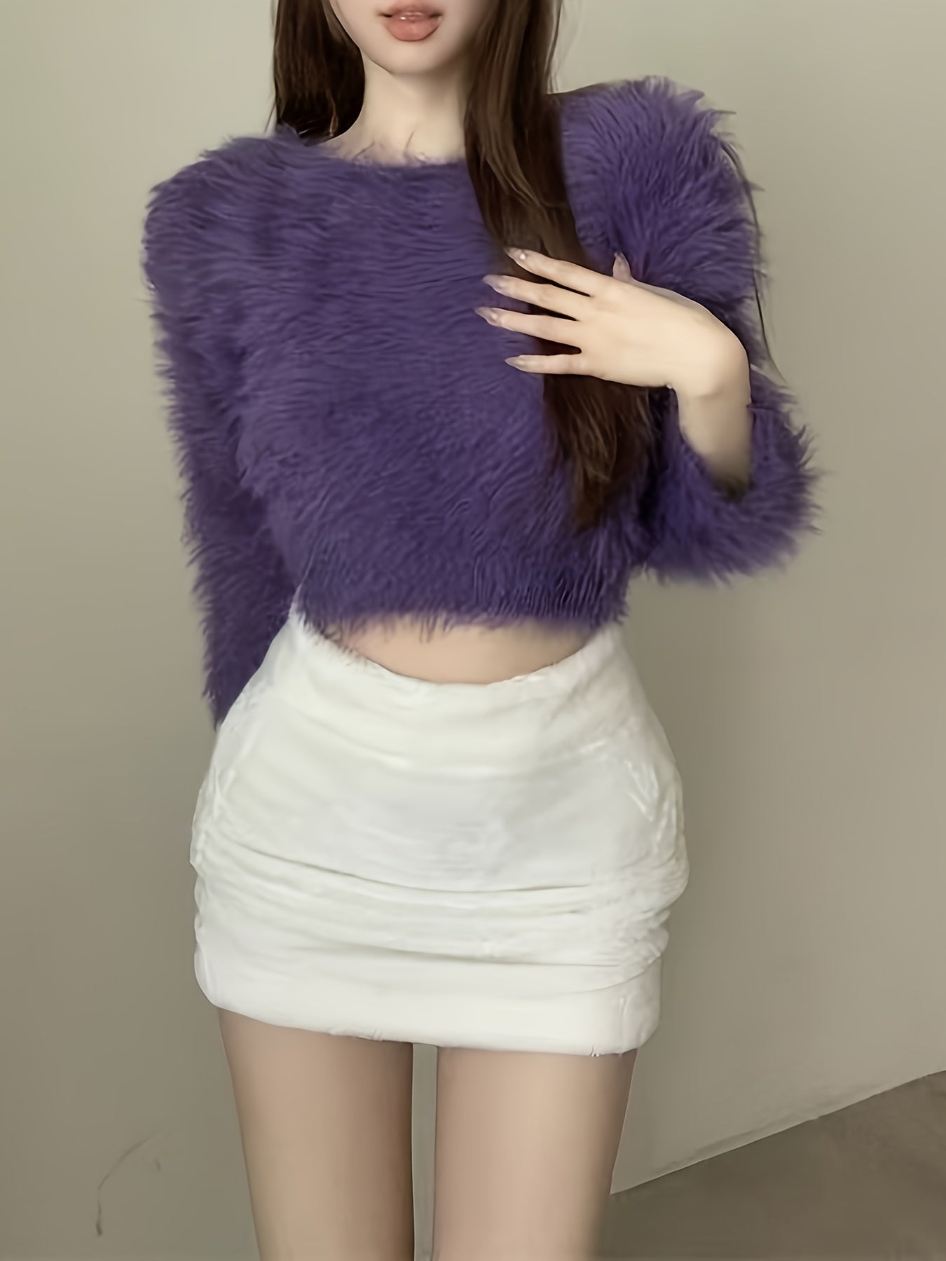 Off-Shoulder Plush Cardigan