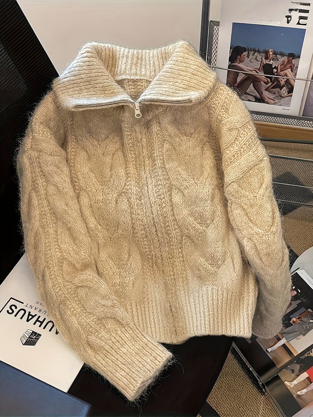 Oversized Plush Wool Sweater Coat