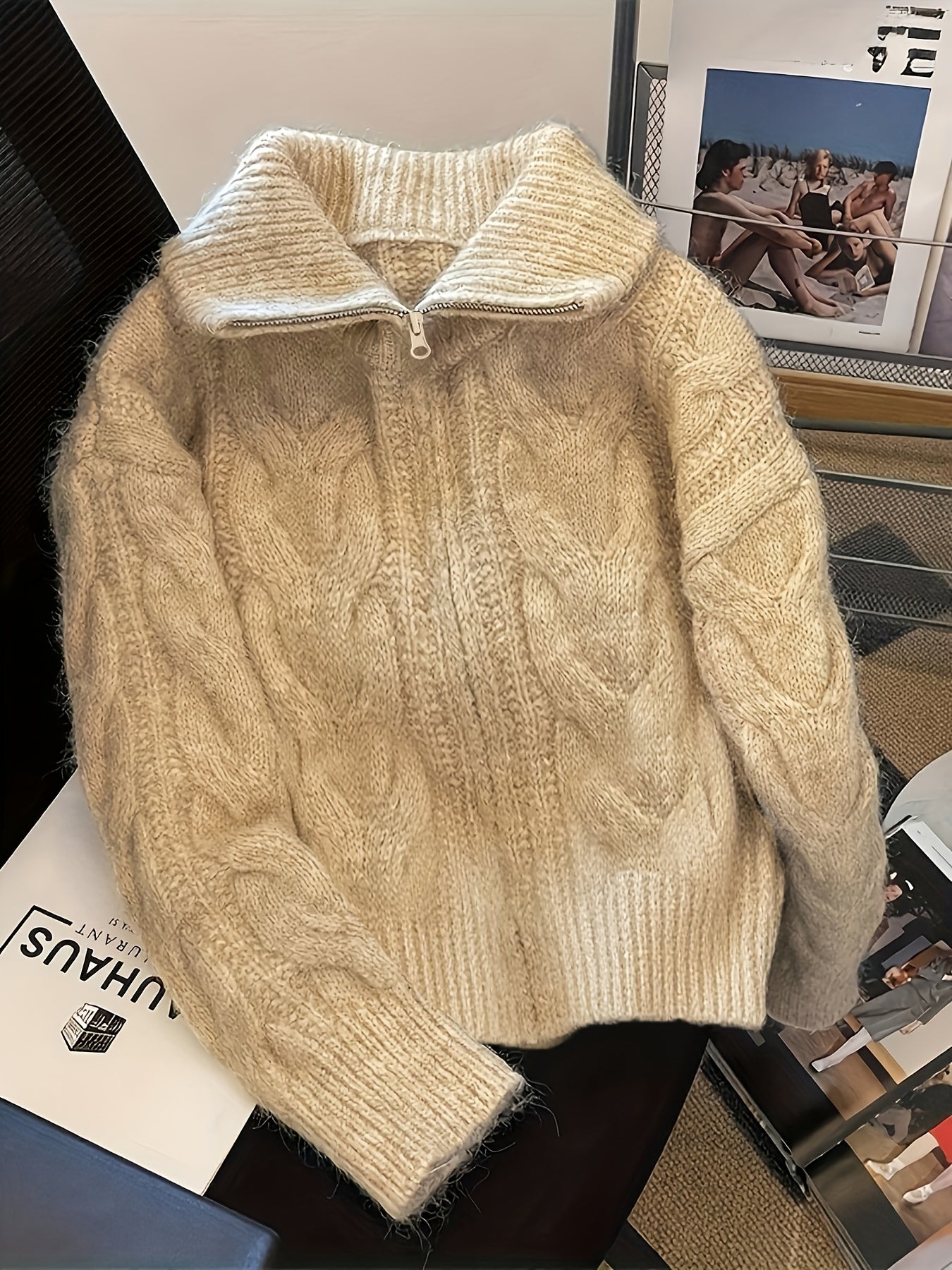 Oversized Plush Wool Sweater Coat