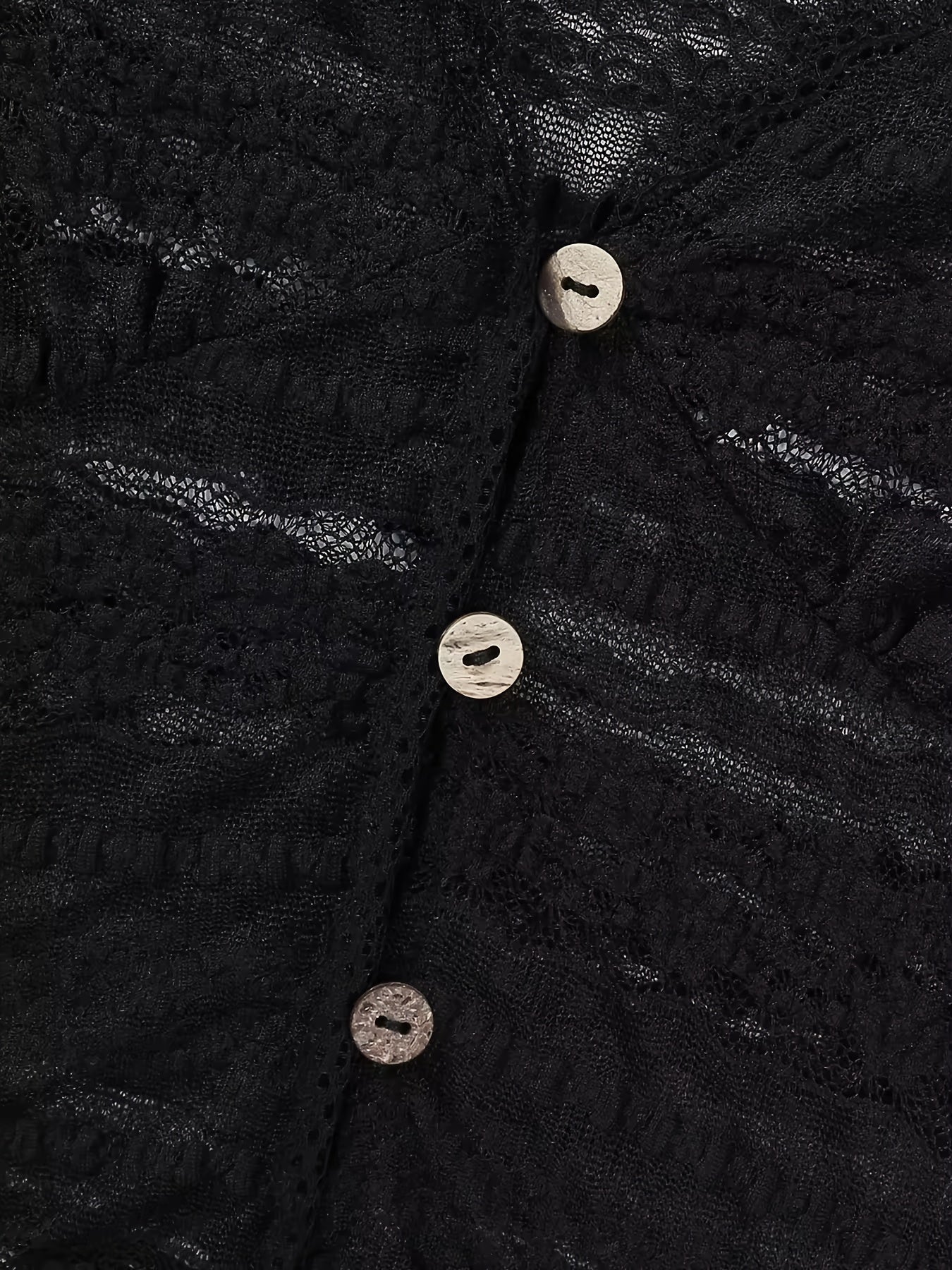 Lace-Like Cutout V-Neck Long Sleeve T-Shirt