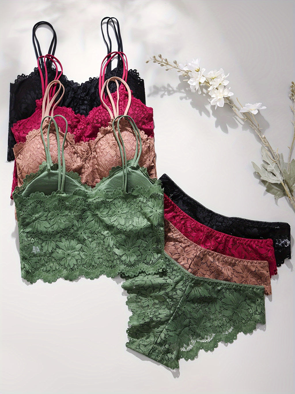 {4 Sets} Lace Bra & Panty Set
