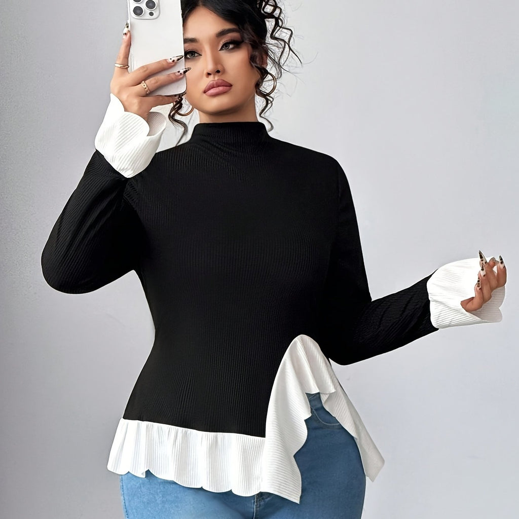 Elegant High Neck Long Sleeve Top