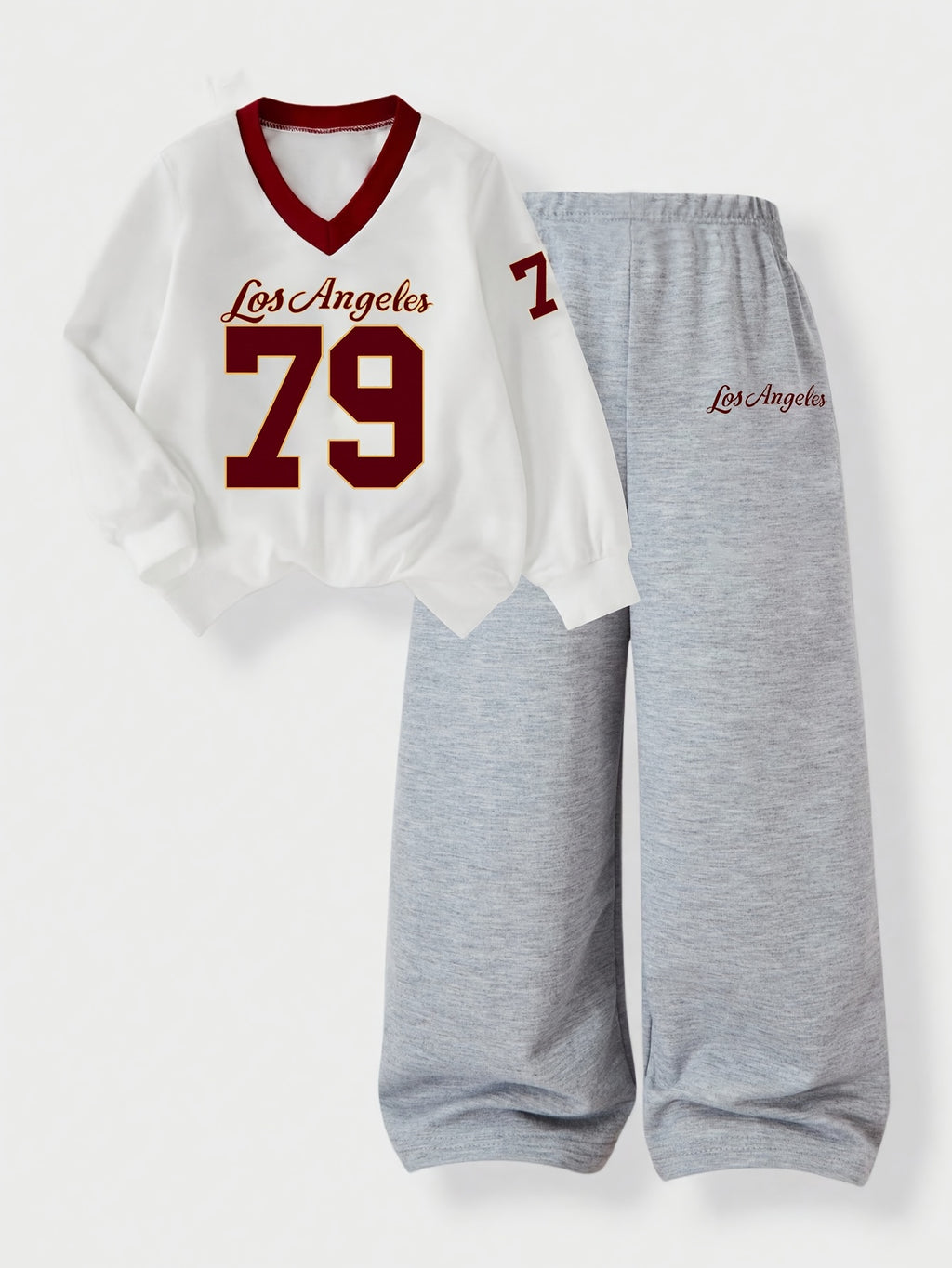 Los Angeles 79 Letter & Number Print Top and Pants Set