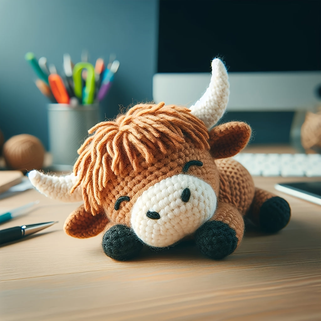Complete All-in-One Highland Cow Crochet Kit for Beginners