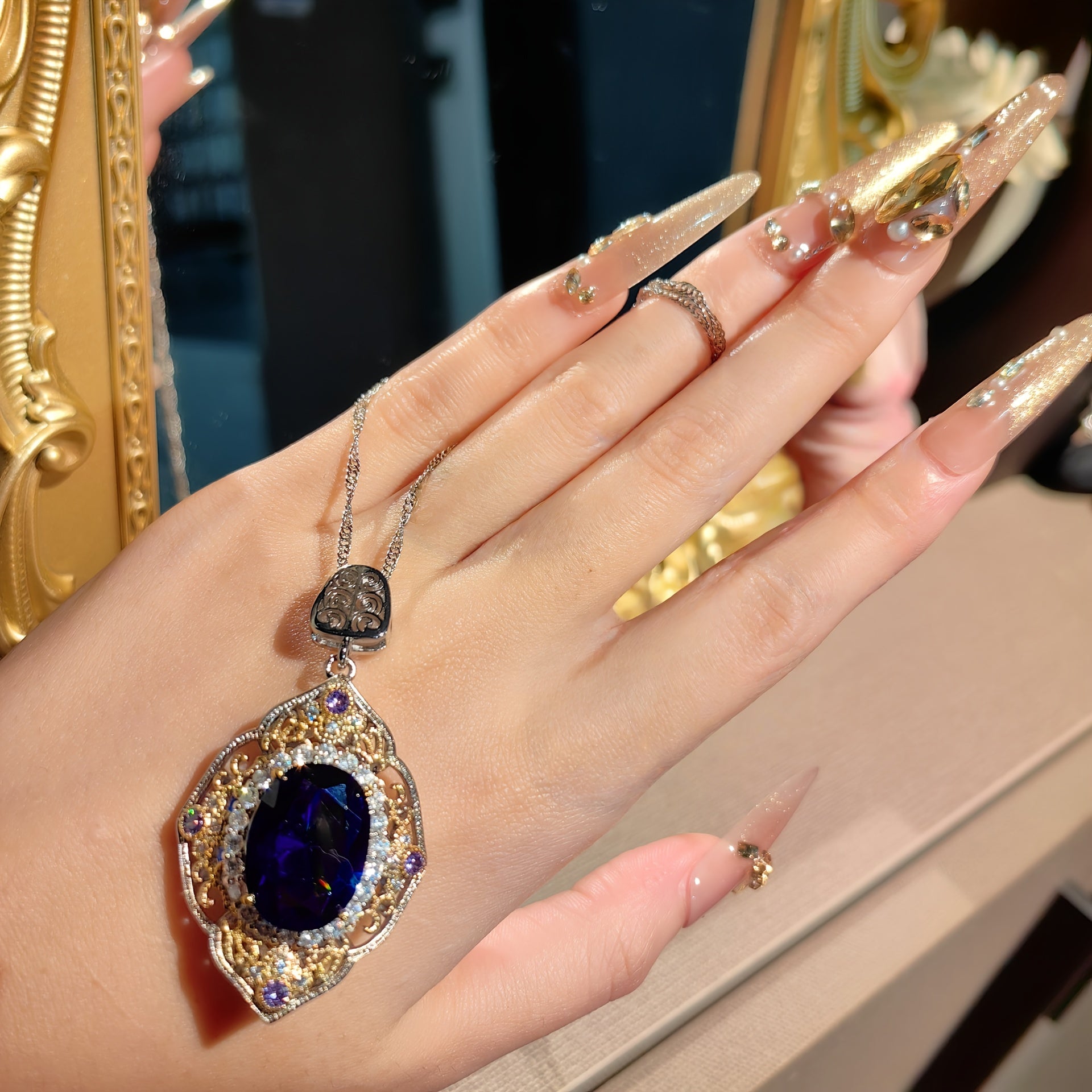 Pinkish-Purple Synthetic Zirconia Pendant