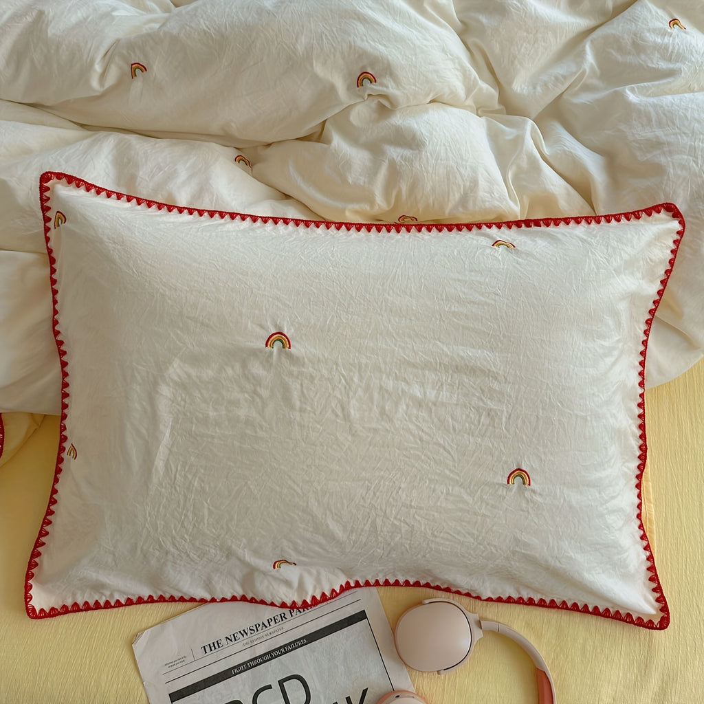 {4pcs} Shell-Edge Embroidery Duvet Set