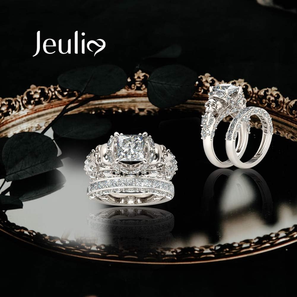 S925 Silver + Moissanite Bone Engagement Ring Set
