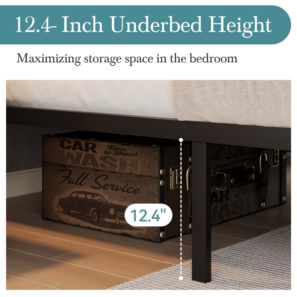 14'' Queen Size Heavy-Duty Wrought Iron Bed Frame