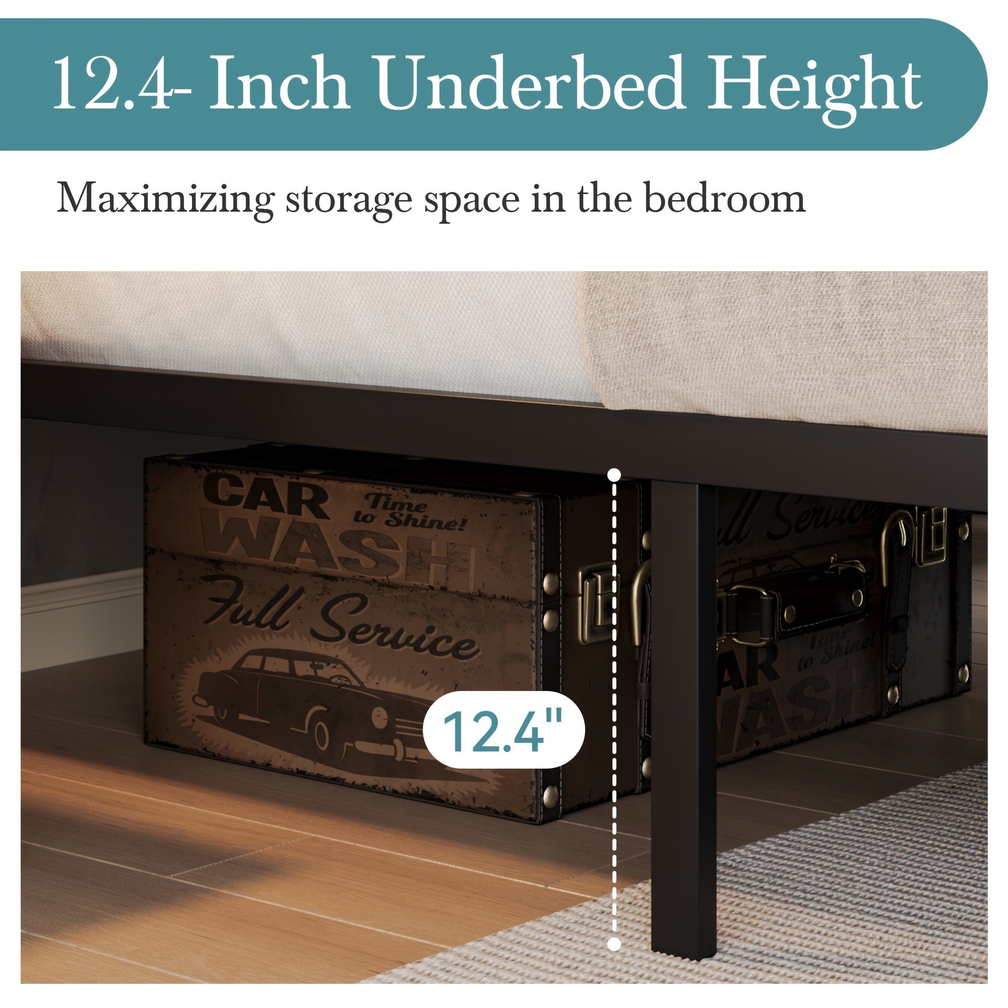 14'' Queen Size Heavy-Duty Wrought Iron Bed Frame