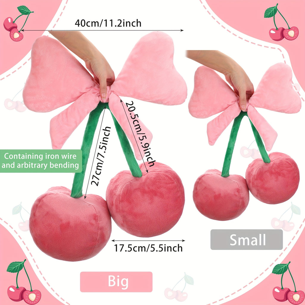 Bow Cherry Throw Pillow