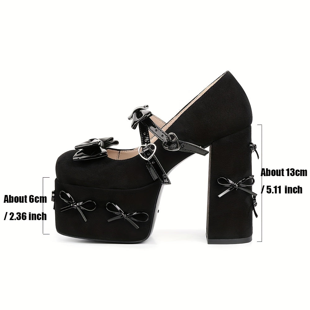 Bow Knot Platform Mary Jane Pumps