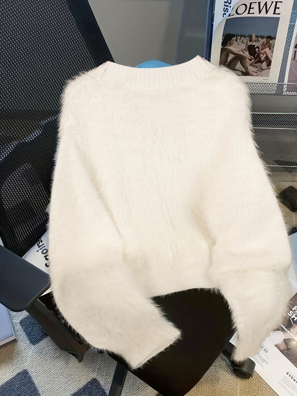 Cozy White Cardigan with Floral Buttons