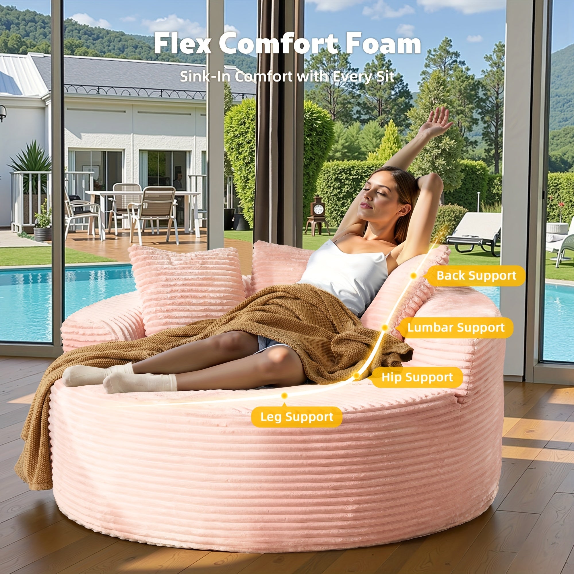 Oversized O-Shape Luxurious Modular Boneless Couch