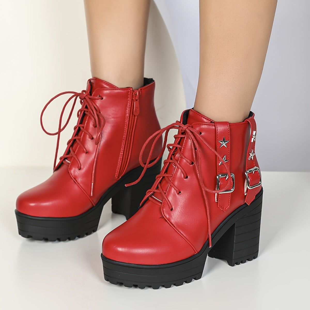 Retro Chunky Platform Ankle Boots