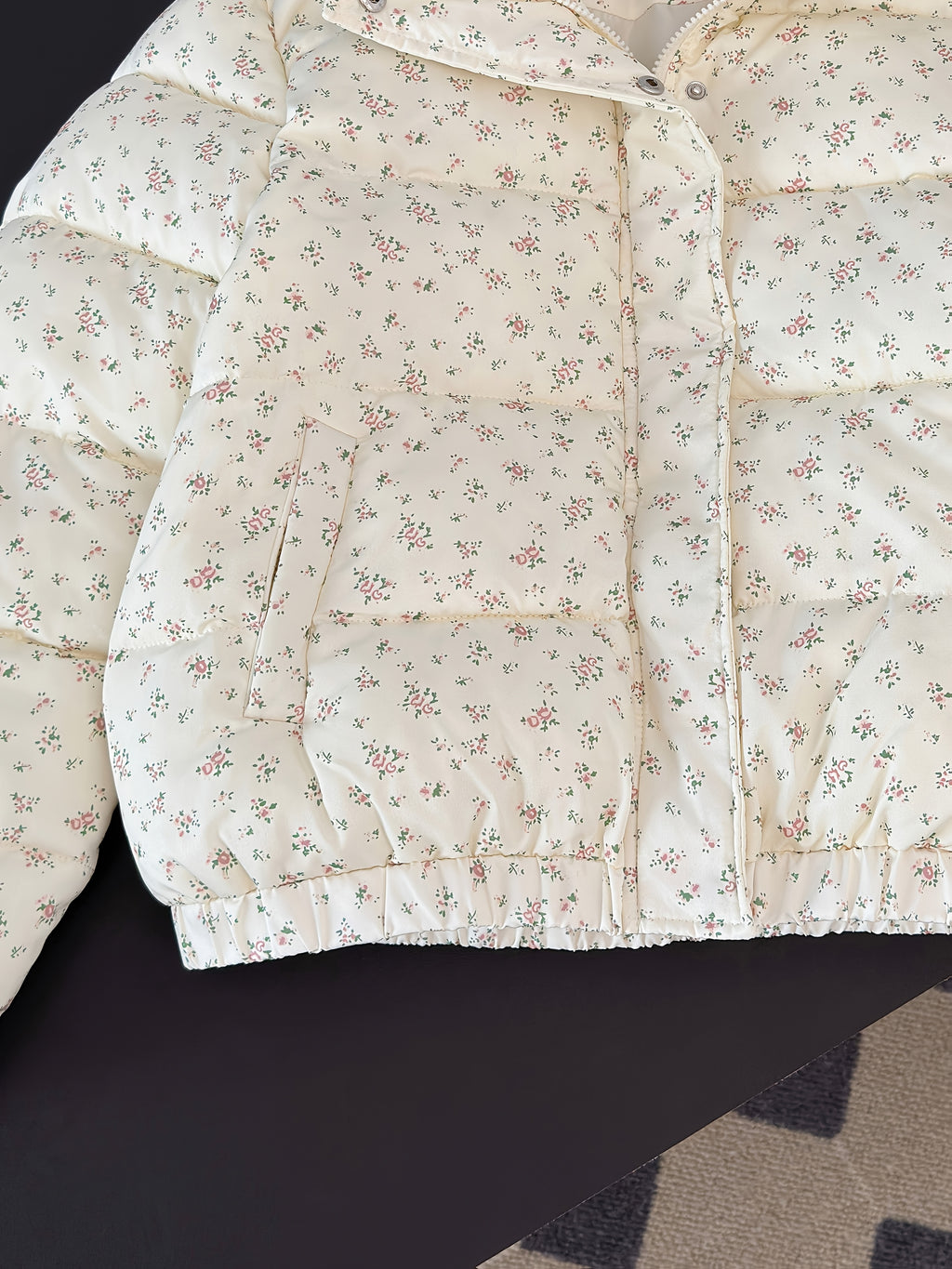 Women'S Cozy Fleece-Lined Zip-Up Jacket with Elastic Cuffs - Chic Floral Pattern, Long Sleeve, Button-Up Front, Perfect for Fall & Winter, Cozy Winter Jacket | Buttonup Front Jacket | Soft Texture Jacket