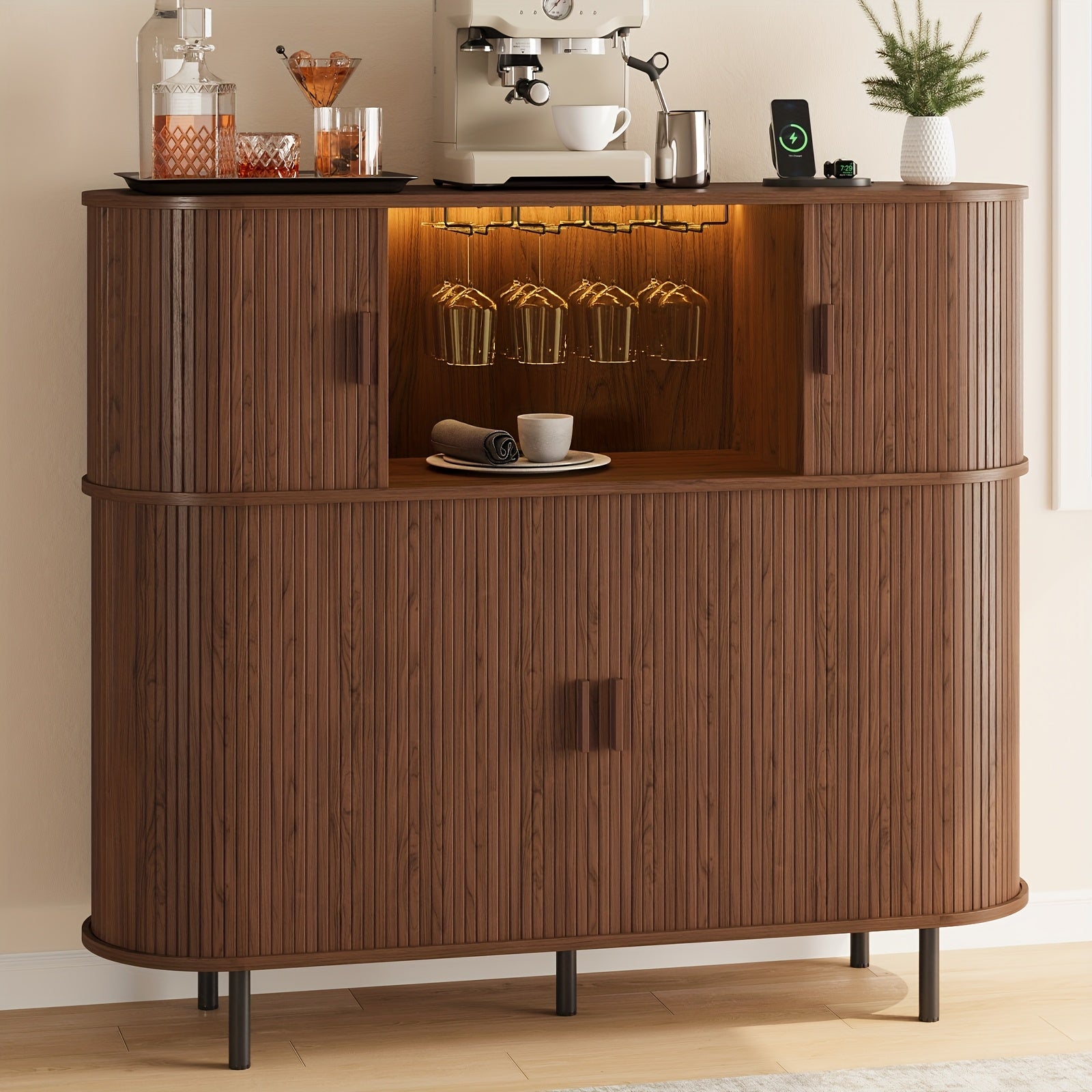 Wine Bar Cabinet with LED Light