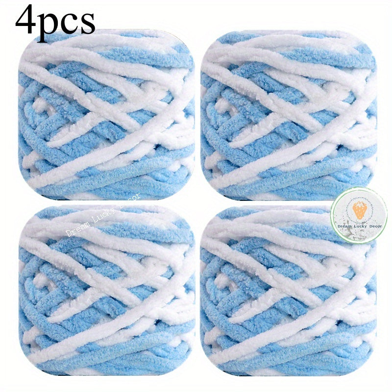 {4pcs} Soft & Thick 100% Polyester Chunky Yarn
