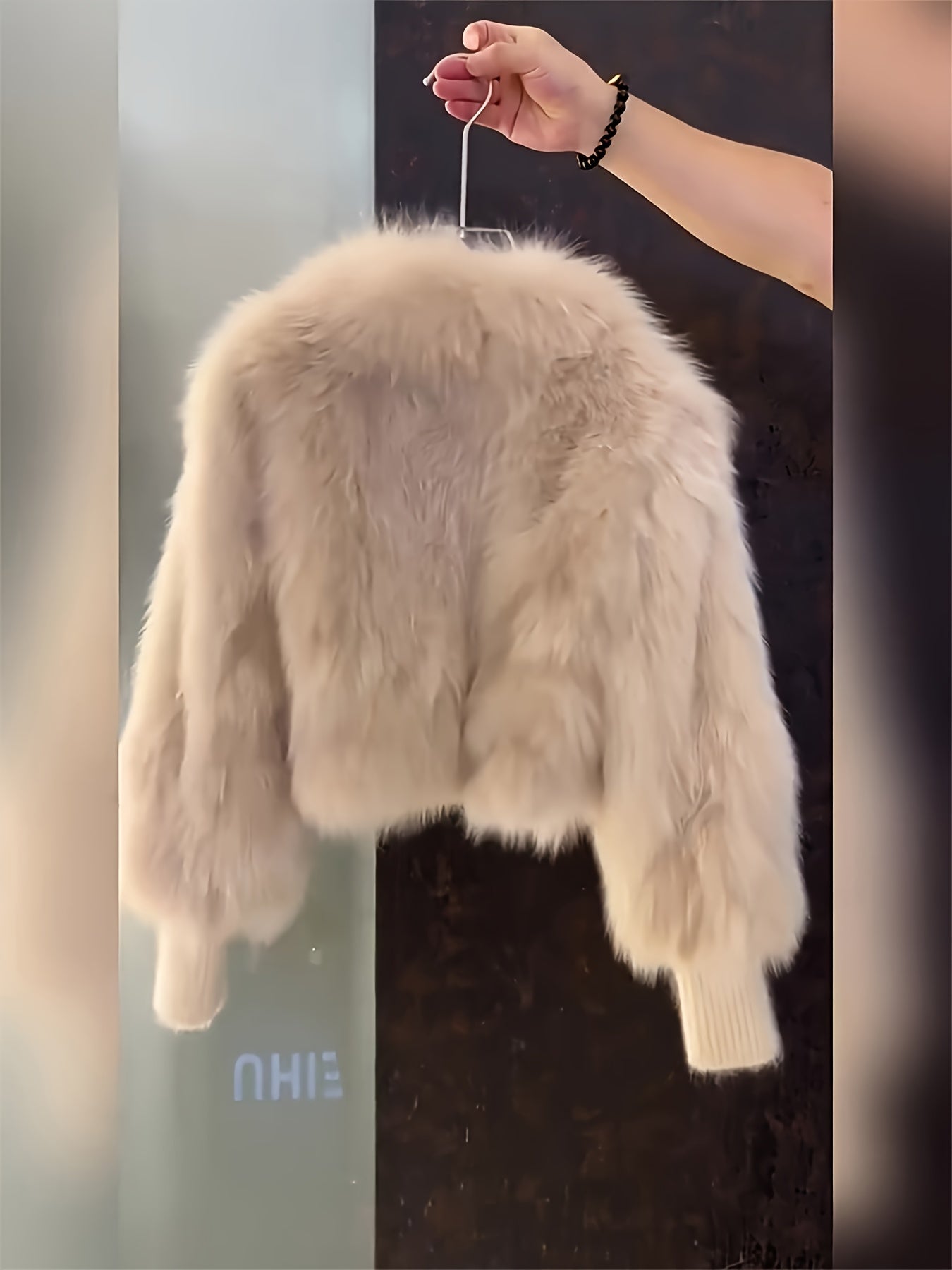 Faux-Fur Jacket with Hood-like Collar