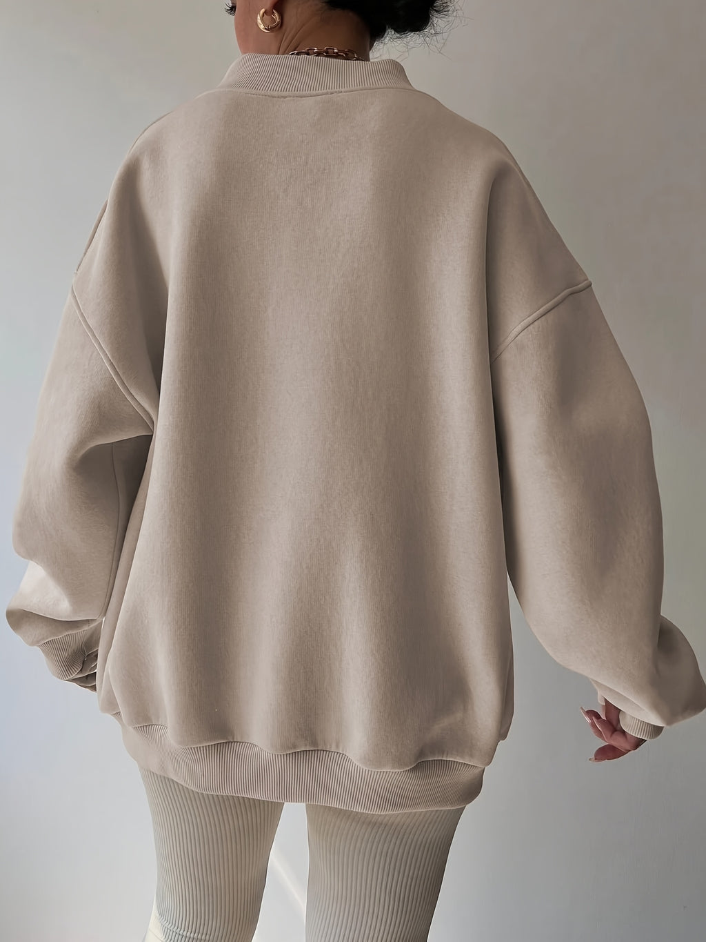 V-Neck Oversized Pullover Sweatshirt