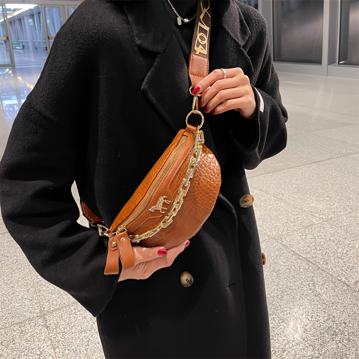 Crocodile Embossed Waist Bag