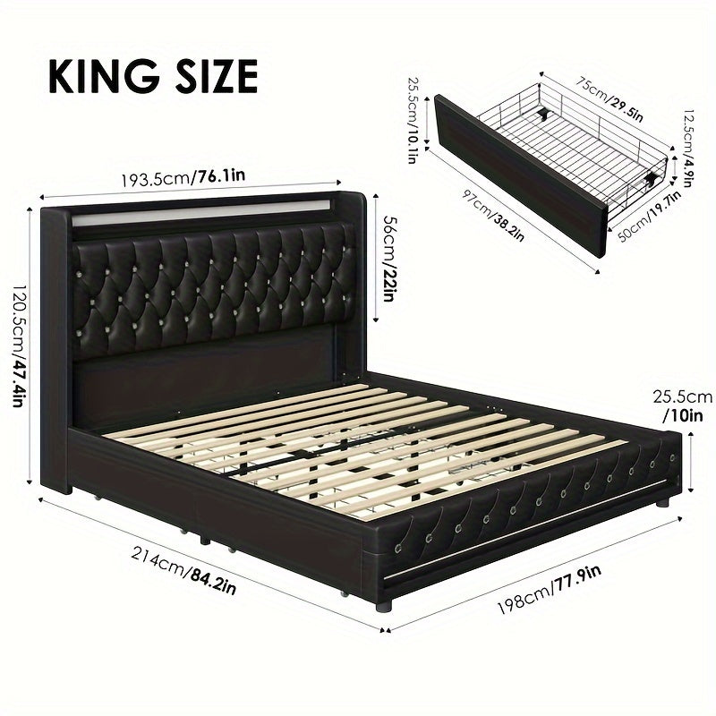 Bed Frame with Outlets and USB Ports