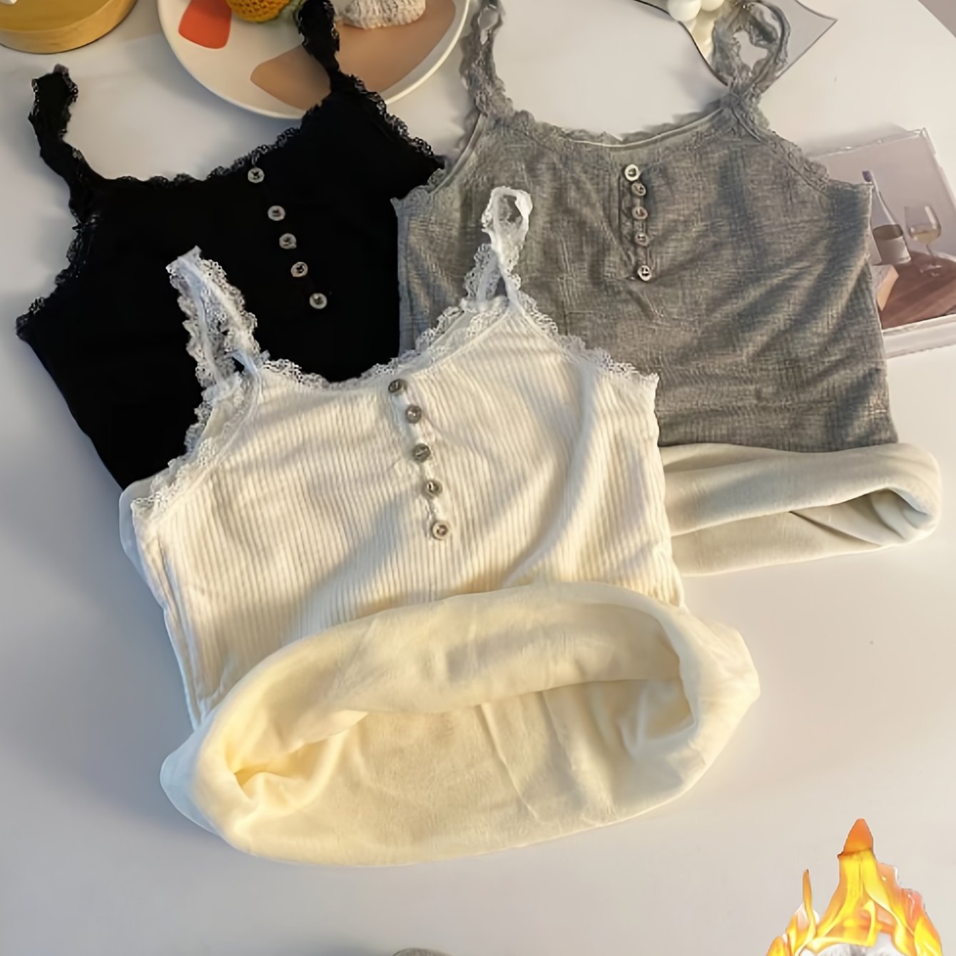 {3pcs} Fleece Sleeveless Blouses