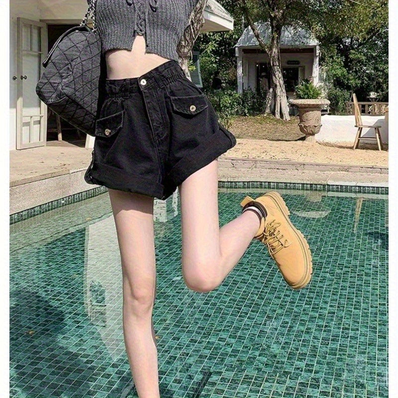 Rolled Hem Denim Shorts