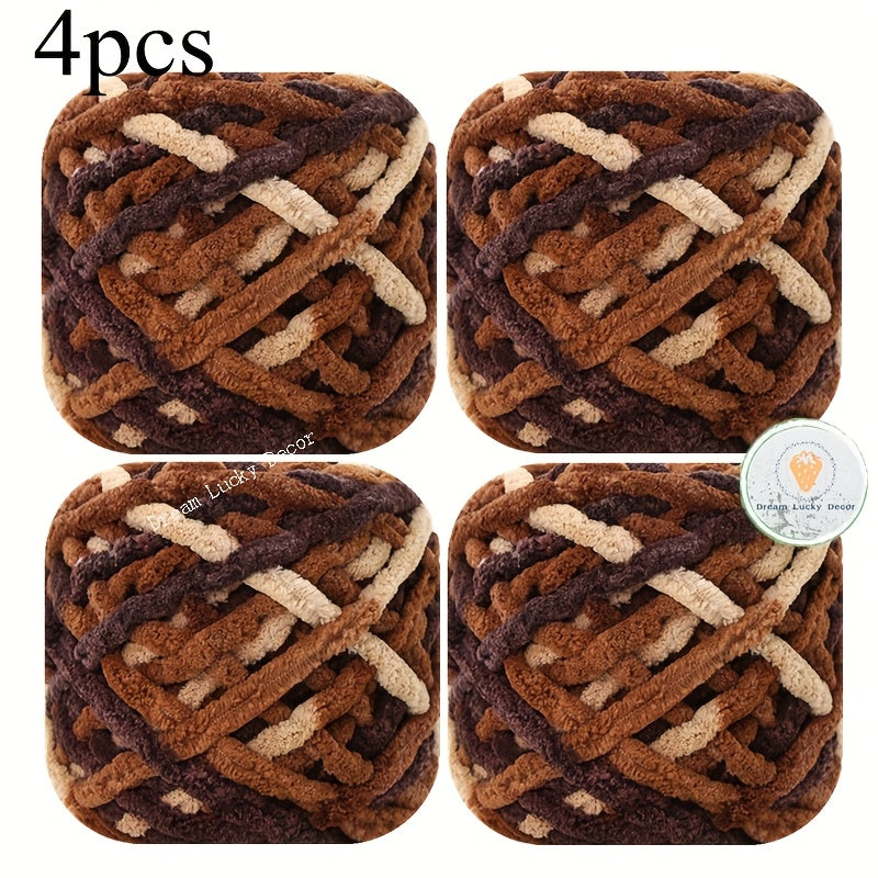 {4pcs} Soft & Thick 100% Polyester Chunky Yarn