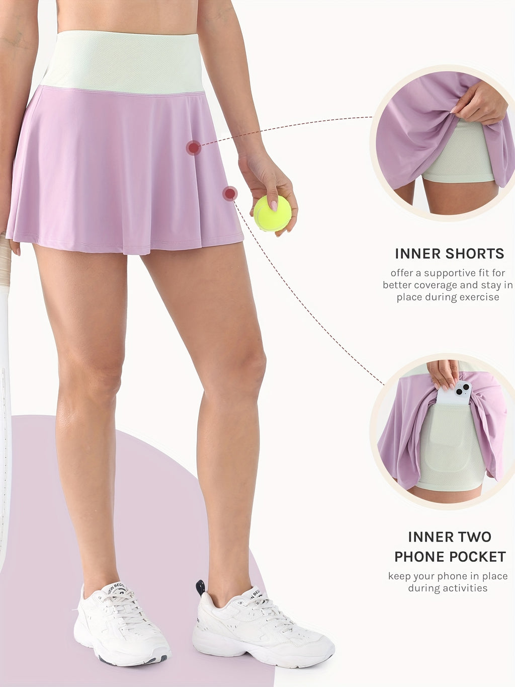 High-Waisted Athletic Skorts with 4 Pockets