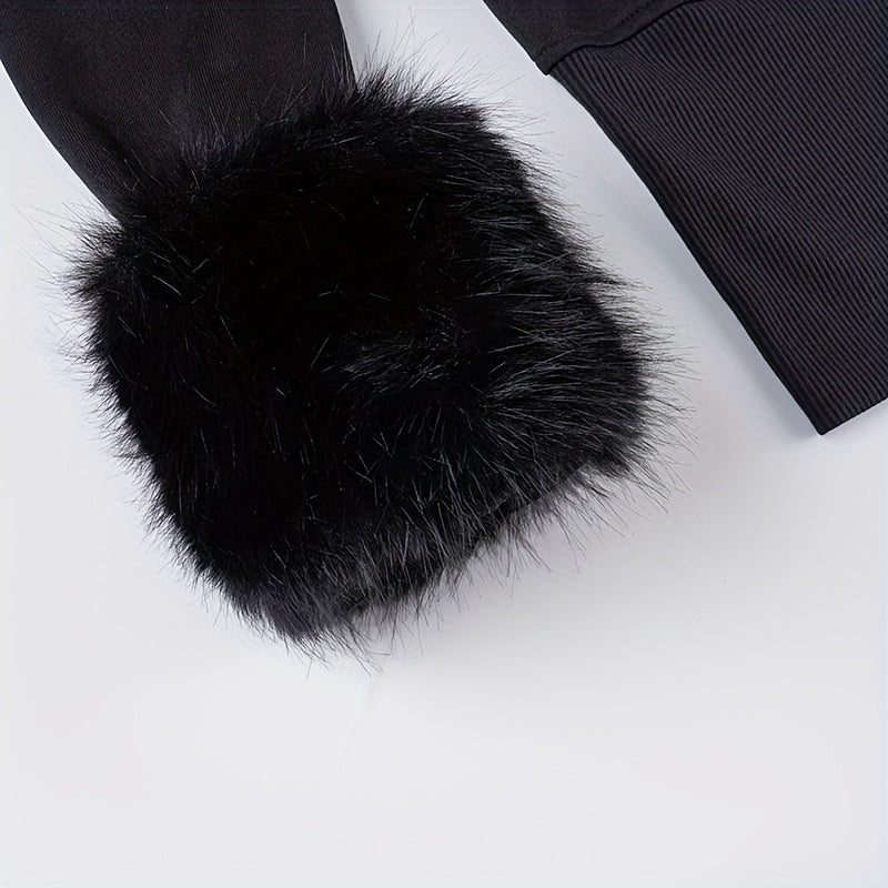 Hooded Jacket with Fake Fur