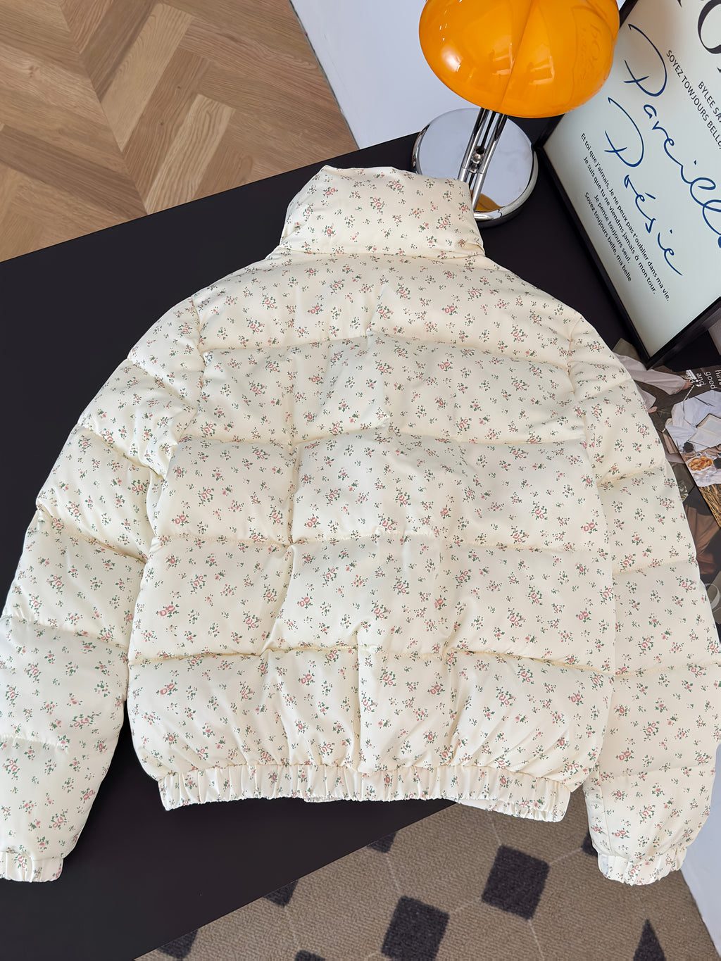 Women'S Cozy Fleece-Lined Zip-Up Jacket with Elastic Cuffs - Chic Floral Pattern, Long Sleeve, Button-Up Front, Perfect for Fall & Winter, Cozy Winter Jacket | Buttonup Front Jacket | Soft Texture Jacket