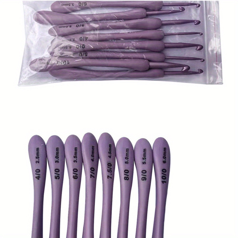 8pcs Ergonomic Plastic Handle Crochet Hooks Set