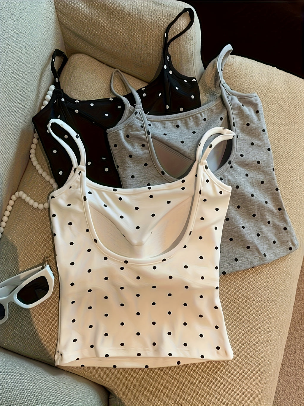 {3pcs} Polka Dot Bralette Set with Pads