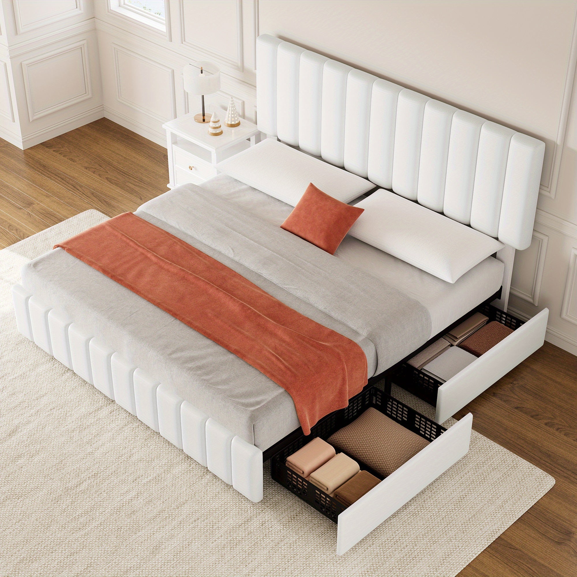 Queen Bed Frame with Storage Drawers
