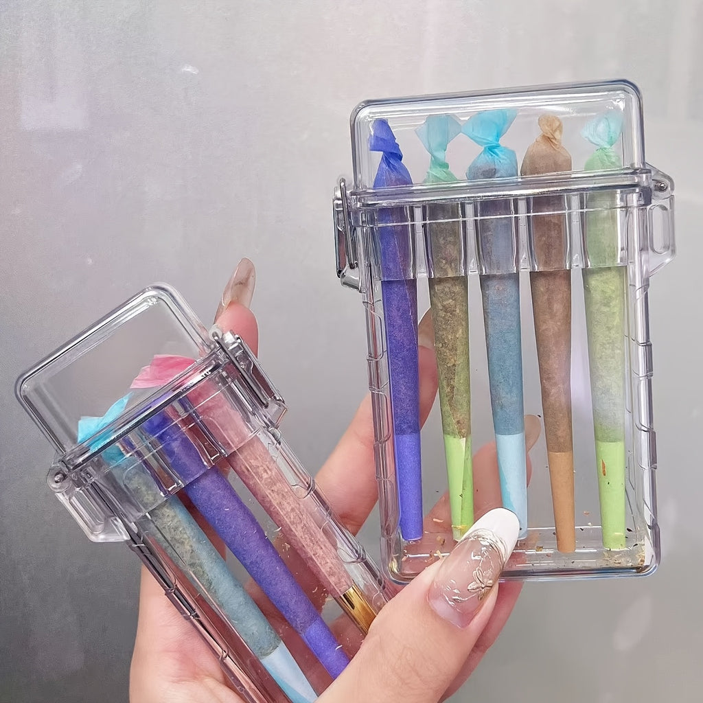 Transparent Acrylic Cigarette Case with Integrated Flip-Top Lid