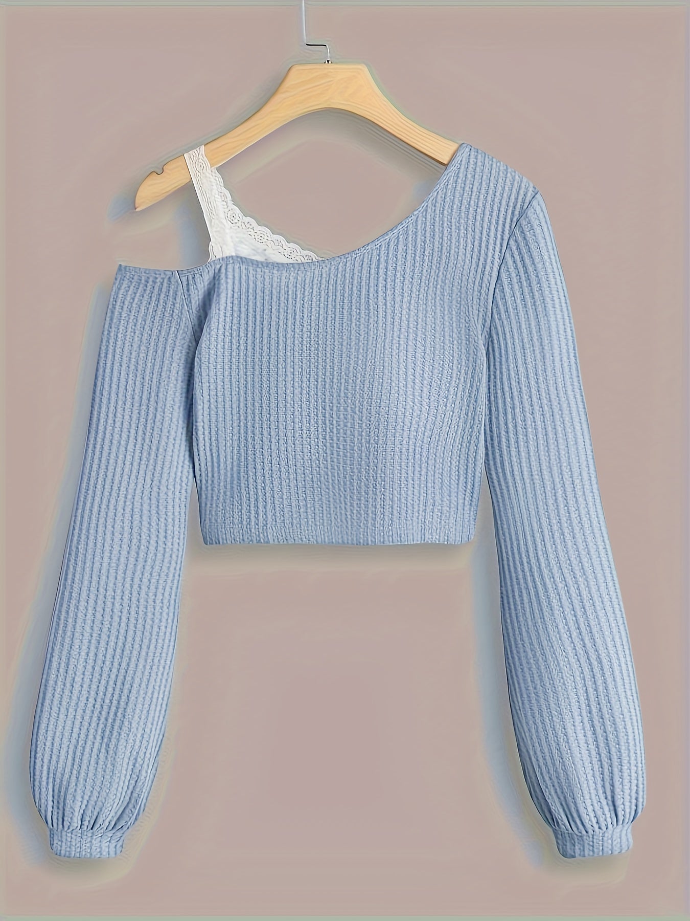 Lace Trim Off-Shoulder T-Shirt