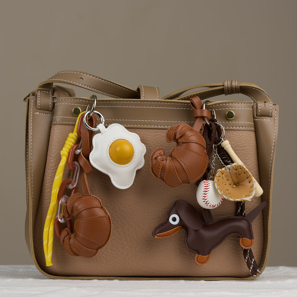 PU Frying Egg Horns Keychain