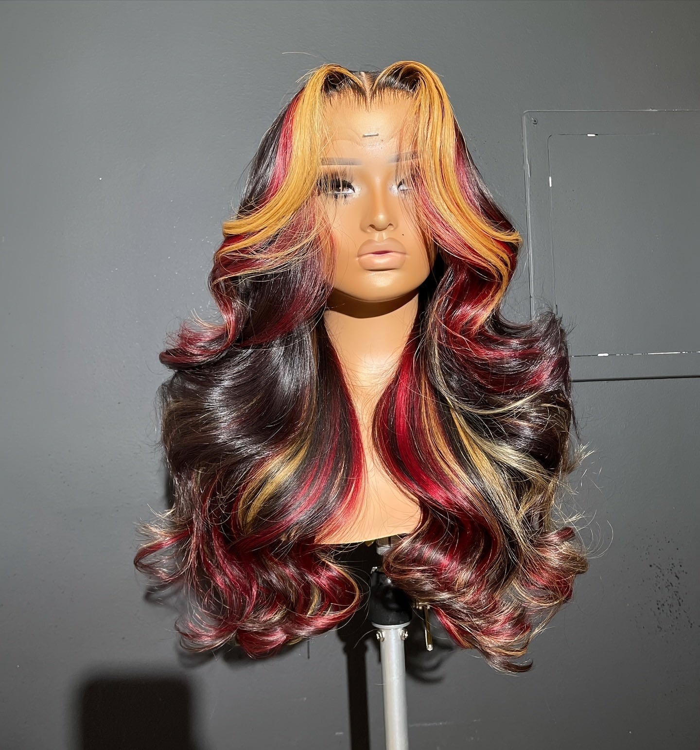 13x4 HD Lace Front Wig with Blonde & Red Highlight