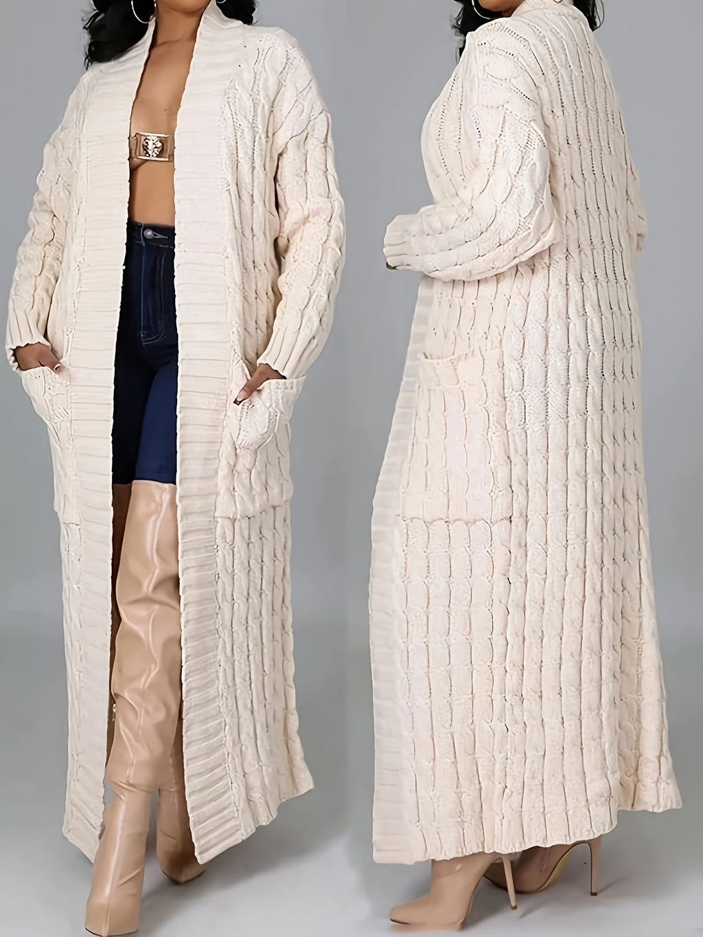 Long Solid Color Cardigan