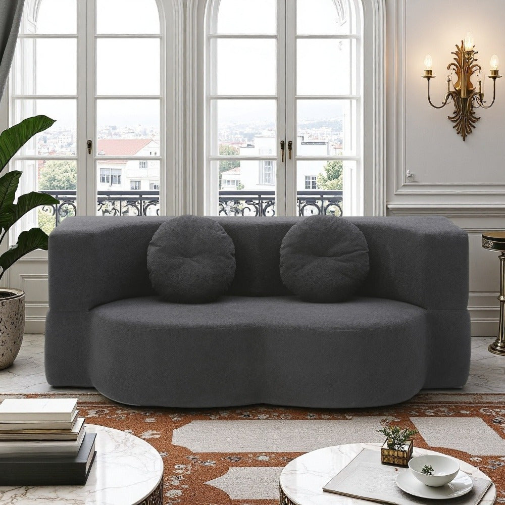 2-in-1 Convertible Folding Sofa Bed with Mattress