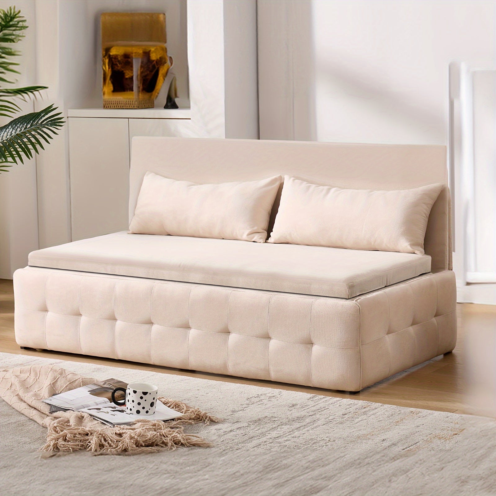 3-in-1 Convertible Velvet Loveseat Sleeper Sofa