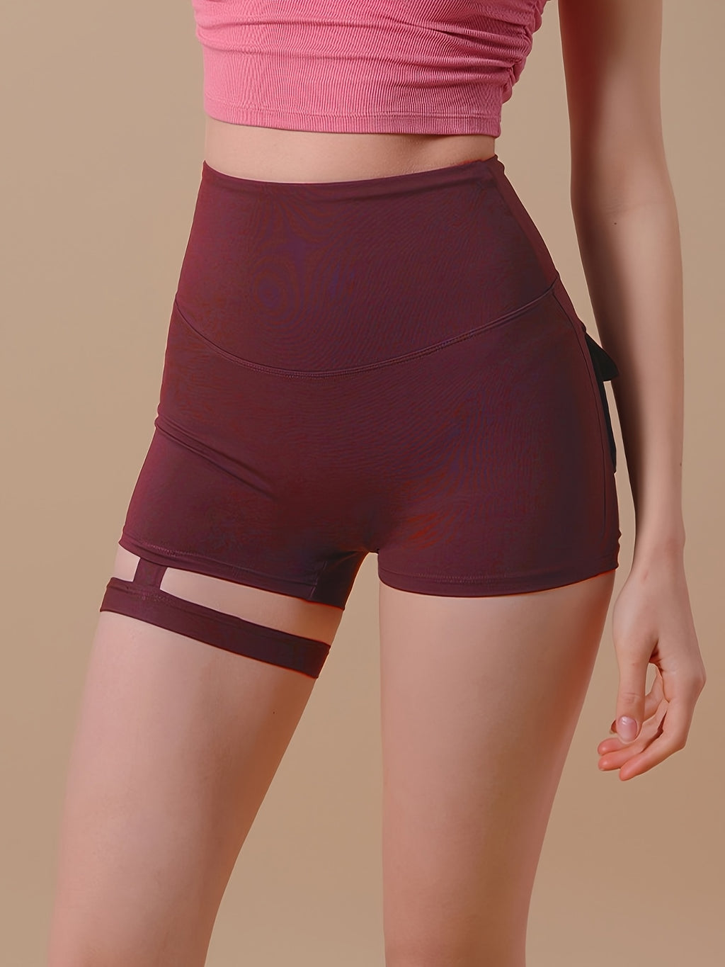 High-Waist Cargo Shorts with Peach Hip Design