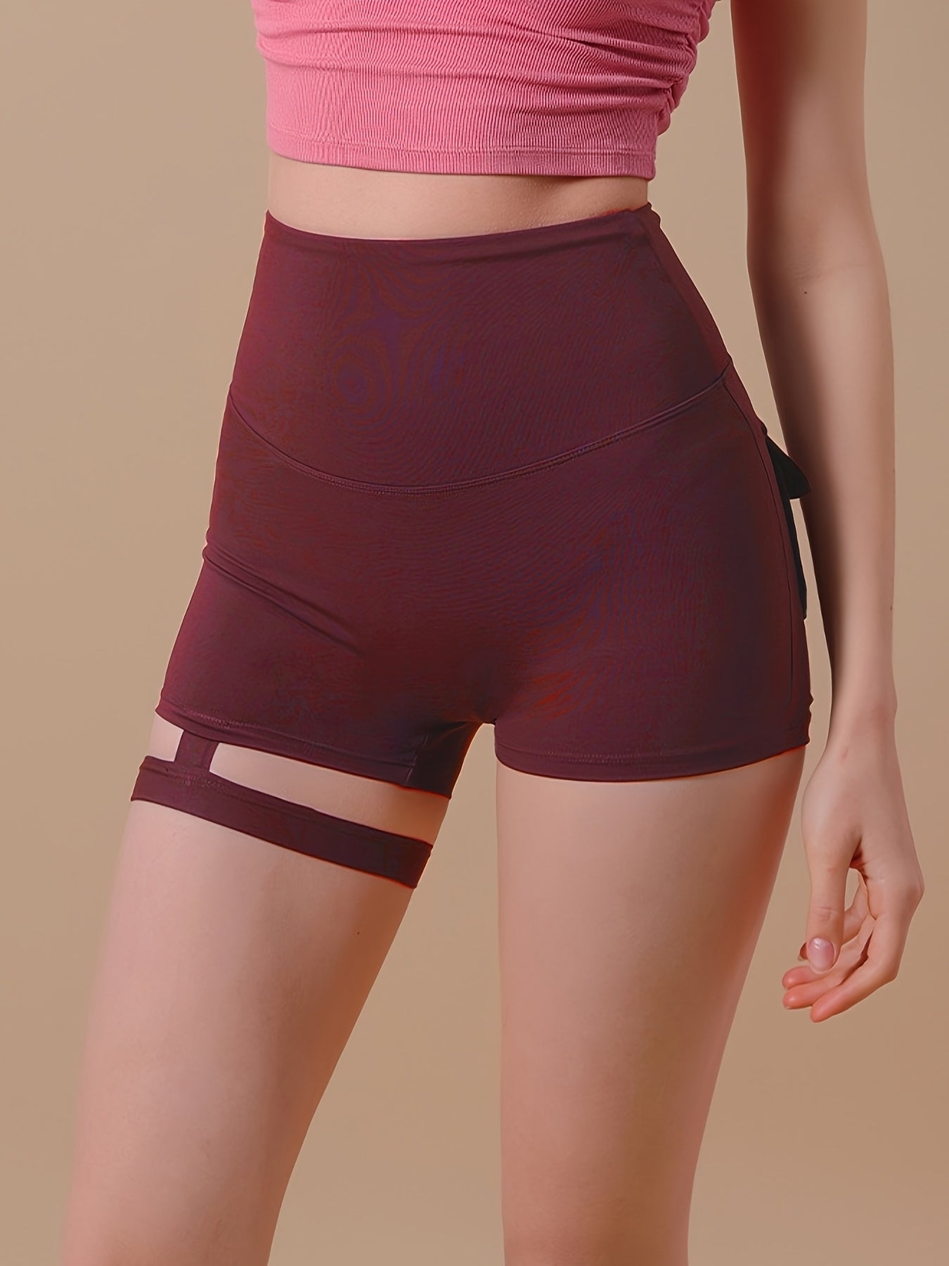 High-Waist Cargo Shorts with Peach Hip Design