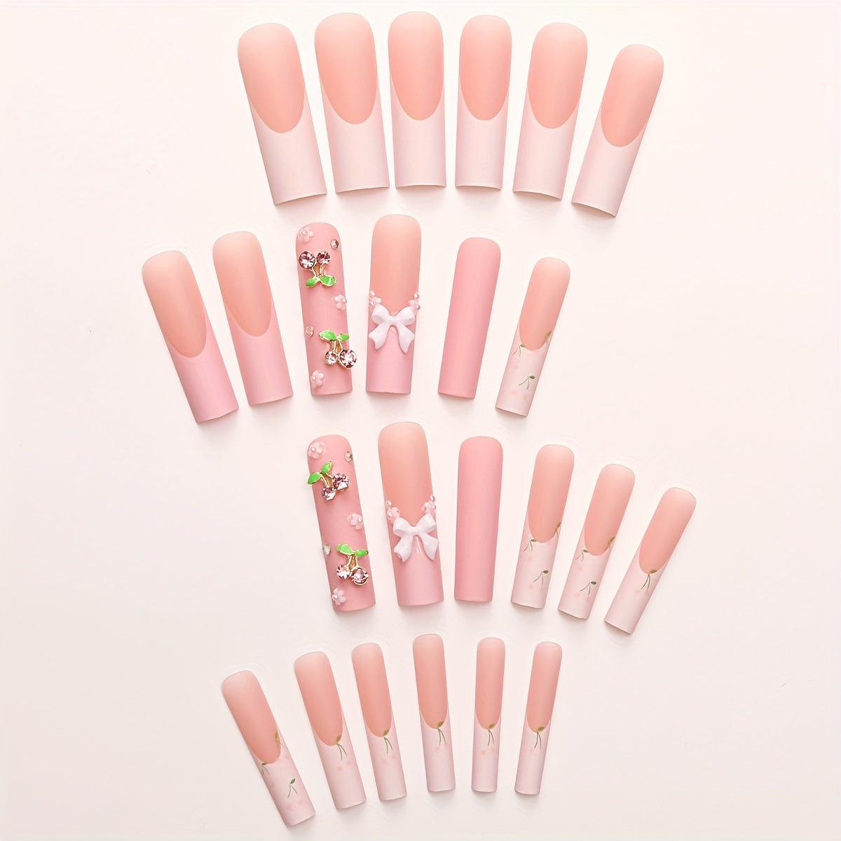 {24pcs} Matte Pink Long Coffin Fake Nails