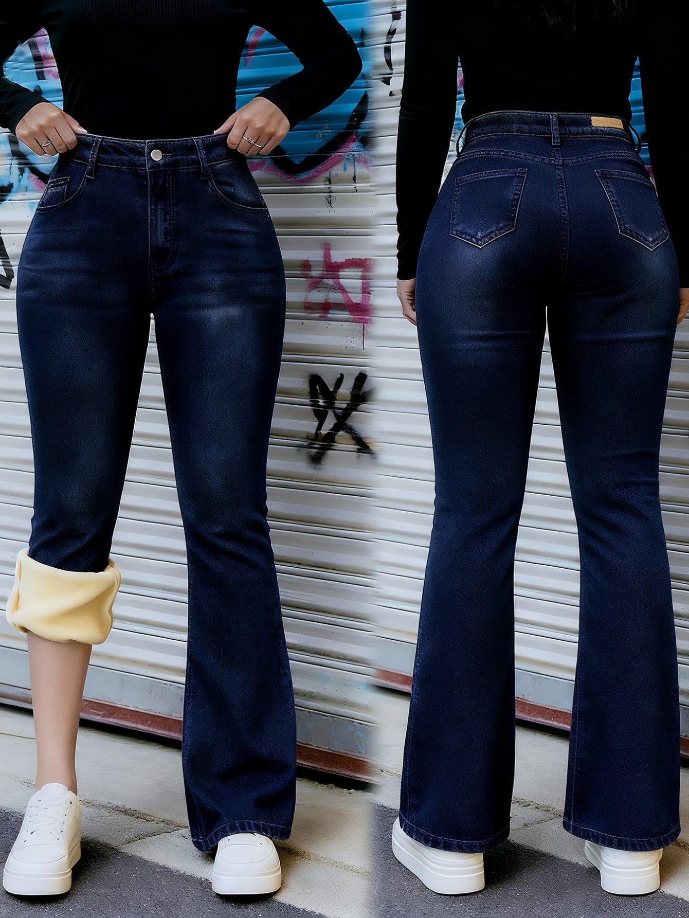 Lined Stretch Flare Jeans